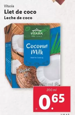 Oferta de Vitasia - Leche De Coco por 0,65€ en Lidl