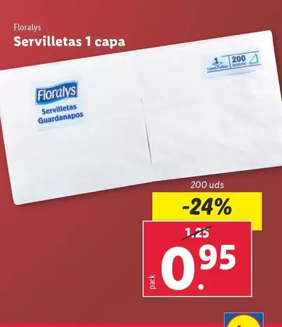 Oferta de Floralys - Servilletas 1 Capa por 0,95€ en Lidl