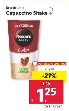 Oferta de Nescafé Latte - Capuccino Shake por 1,25€ en Lidl