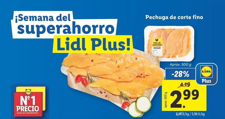 Oferta de Pechuga De Corte Fino por 2,99€ en Lidl