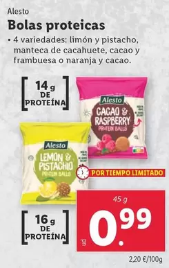 Oferta de Alesto - Bolas Proteicas por 0,99€ en Lidl