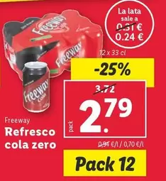 Oferta de Freeway - Refresco Cola Zero por 2,79€ en Lidl