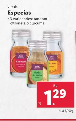 Oferta de Vitasia - Especias por 1,29€ en Lidl