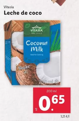 Oferta de Vitasia - Leche De Coco por 0,65€ en Lidl