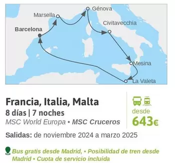 Oferta de Francia, Italia,  8 Días | 7 Noches por 643€ en Viajes El Corte Inglés