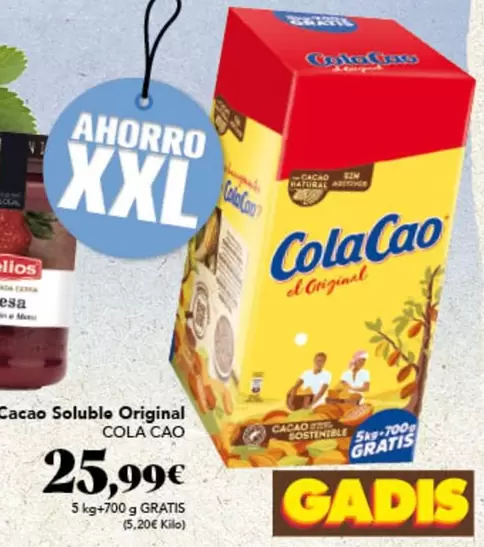 Oferta de Cola Cao - Cacao Soluble Original por 25,99€ en Gadis