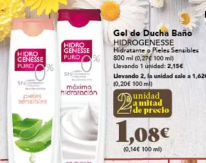 Oferta de Hidrogenesse - Gel De Ducha Bano por 1,08€ en Gadis