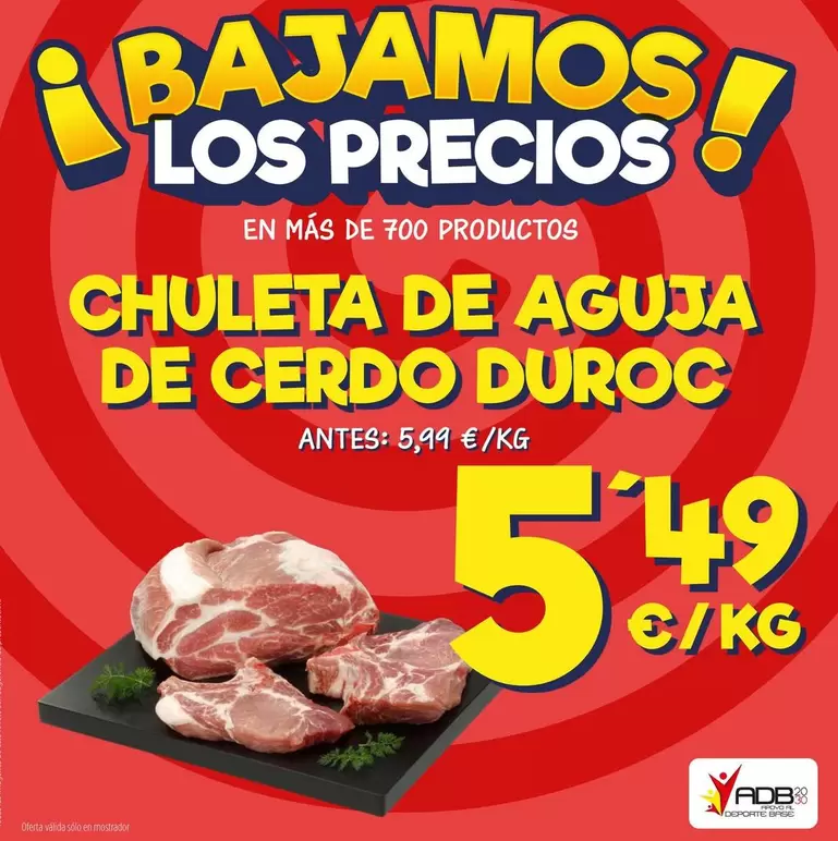 Oferta de Chuletas De Aguja De Cerdo Duroc  por 5,49€ en Ahorramas