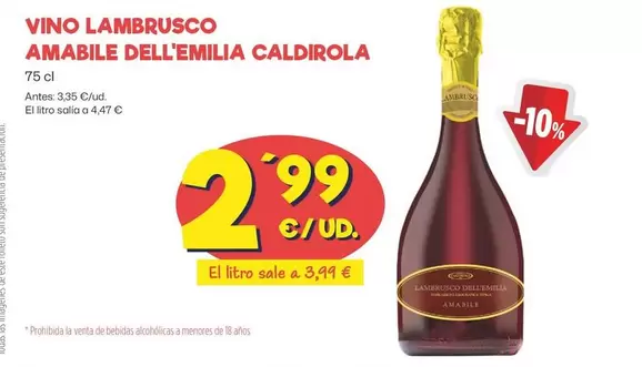 Oferta de Caldirola - Vino Lambrusco Amabile Dell'emilia  por 2,99€ en Ahorramas