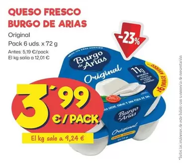 Oferta de Burgo De Arias - Queso Fresco por 3,99€ en Ahorramas