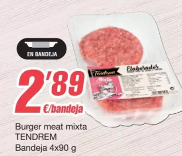 Oferta de Mixta - Tendrem - Burger Meat  Bandeja por 2,89€ en SPAR Fragadis