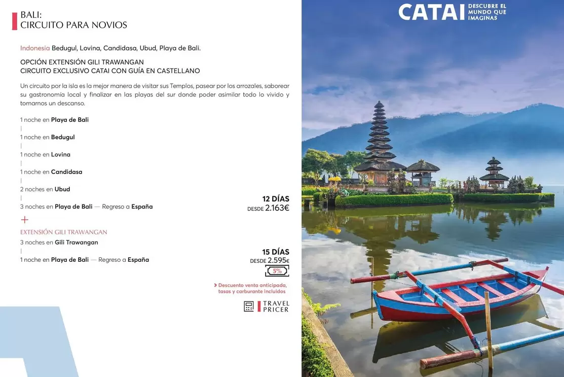 Oferta de Bali: Circuito Para Novios por 2163€ en Catai