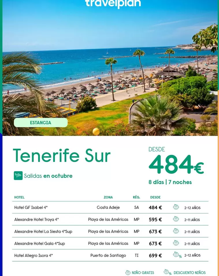 Oferta de Isabel - Tenerife Sur por 484€ en Travelplan