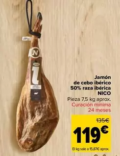 Oferta de Nico - Jamón De Cebo Ibérico 50% Raza Ibérica en Carrefour