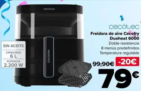 Oferta de Cecotec - Freidora De Aire Cecofry Duoheat 6000 en Carrefour