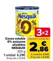 Oferta de Nesquik - Cacao Soluble 0% Azucares Anadidos en Carrefour