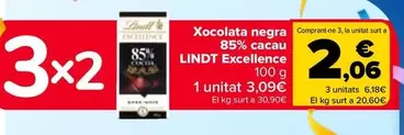 Oferta de Lindt - Chocolate Negro 85% Cacao Excellence en Carrefour