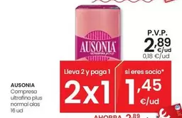 Oferta de Ausonia - Compresa Ultrafina Plus Normal Alas por 2,89€ en Eroski