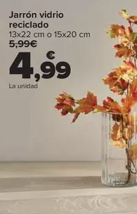 Oferta de Jarron Vidrio Reciclado por 4,99€ en Carrefour