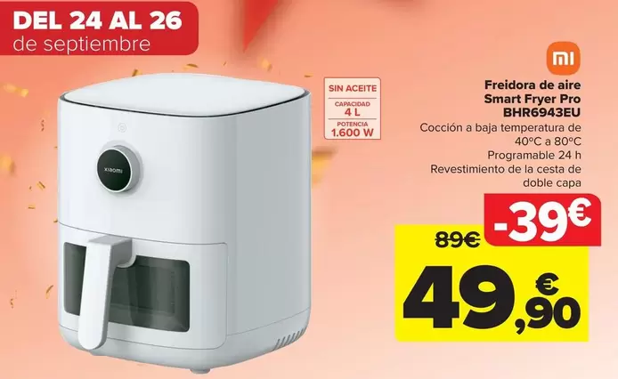 Oferta de Xiaomi - Freidora De Aire Smart Fryer Pro BHR6943EU por 49,9€ en Carrefour