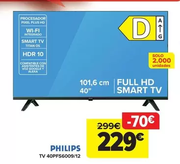 Oferta de Philips - TV 40PFS6009/12 por 229€ en Carrefour