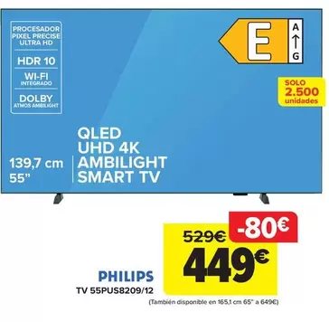 Oferta de Philips - Tv 55PUS8209/12 por 449€ en Carrefour