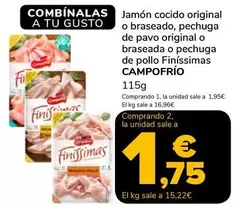 Oferta de Campofrío - Jamón Cocido Original O Braseado por 1,95€ en Supeco