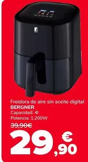 Oferta de Bergner - Freidora De Aire Sin Aceite Digital  por 29,9€ en Supeco