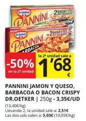 Oferta de Dr Oetker - Pannini Jamón Y Queso, Barbacoa O Bacon Crispy por 2,51€ en Supermercados MAS