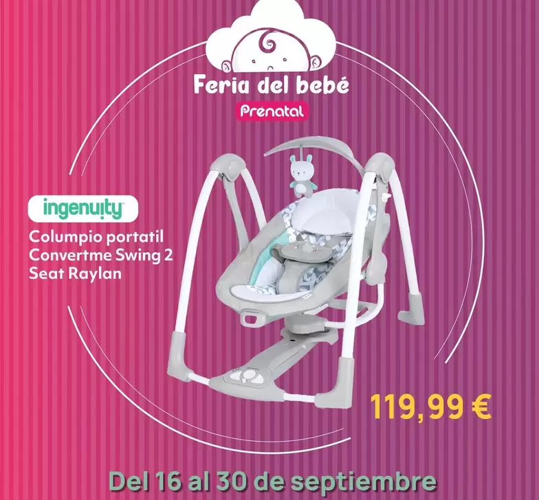 Oferta de INGENUITY - Intenuity - Columpio Portatil Convertme Swing 2 Seat por 119,99€ en Prénatal