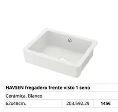 Oferta de Blanco - Havsen - Fregadero Frente Visto 1 Seno por 145€ en IKEA