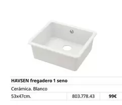 Oferta de Blanco - Fregadero 1 seno por 99€ en IKEA