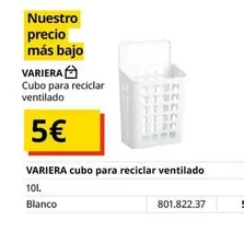 Oferta de Blanco - Variéra - Cubo Para Reciclar Ventilado por 5€ en IKEA