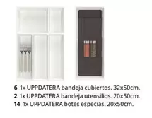 Oferta de Uppdatera - 6 1x  Bandeja Cubiertos. 32x50cm. 2 1x  Bandeja Utensilios. 20x50cm. 14 1x Botas Especias en IKEA