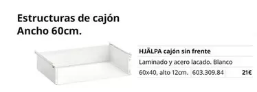 Oferta de Blanco - Estructuras De Cajón Ancho 60cm por 21€ en IKEA