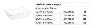 Oferta de Blanco - 7 Hjalpa Cesto De Rejilla por 9€ en IKEA