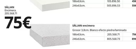 Oferta de Blanco - Saujan - Encimera por 75€ en IKEA