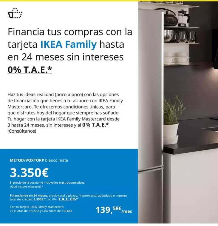 Oferta de Blanco - Financia Tus Compras Con La Tarjeta Ikea Family Hasta En 24 Meses Sin Intereses por 3350€ en IKEA