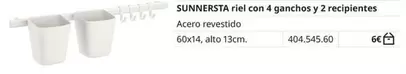 Oferta de Sunnesta Riel Con 4 Ganchos Y 2 Recipientes por 66€ en IKEA