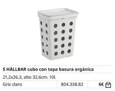 Oferta de Claro - 5 Hallbar Cubo Con Tapa Basura Orgánica por 6€ en IKEA