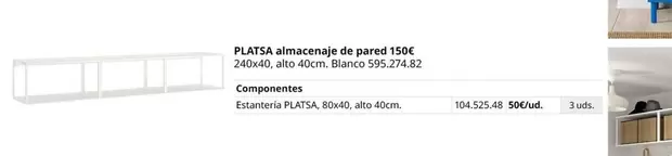 Oferta de Blanco - Platsa Almacenaje De Pared por 150€ en IKEA