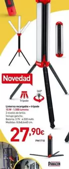 Oferta de Pamacon - Linterna Recargable + Tripode por 27,9€ en Mi Bricolaje