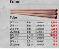 Oferta de Cobre Tubo por 5,99€ en BAUHAUS