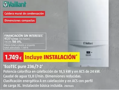 Oferta de Vaillant - 'EcoTEC Pure 236/7-2' por 1749€ en BAUHAUS