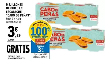 Oferta de Cabo De Peñas - Mejillones De Chile En Escabeche por 3,39€ en E.Leclerc