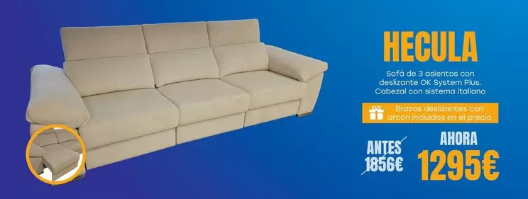 Oferta de Hecula - Sofá De 3 Asientos Con Deslizante OK System Plus por 1295€ en OKSofas