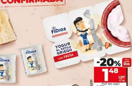 Oferta de Fidias - Yogur Del Estilo Griego Con Fresa por 1,48€ en Dia