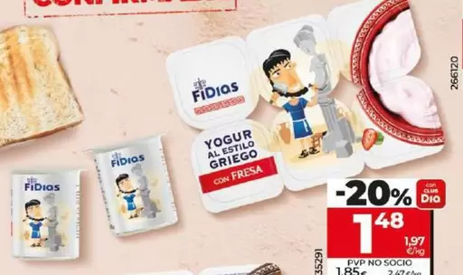 Oferta de Fidias - Yogur Al Estilo Griego Con Fresa por 1,48€ en Dia