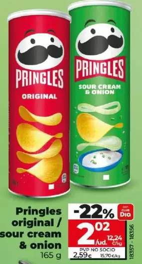 Oferta de Pringles - Original/Sour Cream & Onion por 2,02€ en Dia