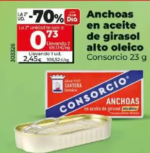 Oferta de Consorcio - Anchoas En Aceite De Girasol Alto Oleico por 2,45€ en Dia